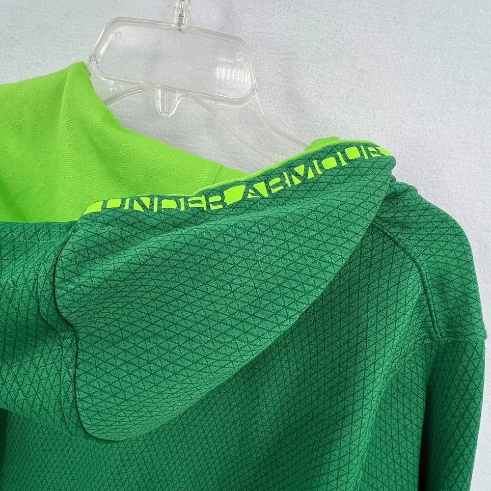 Under Armour Fleece Hoodie Size Small Green Loose Fit Geometric Full Zip Hooded‎